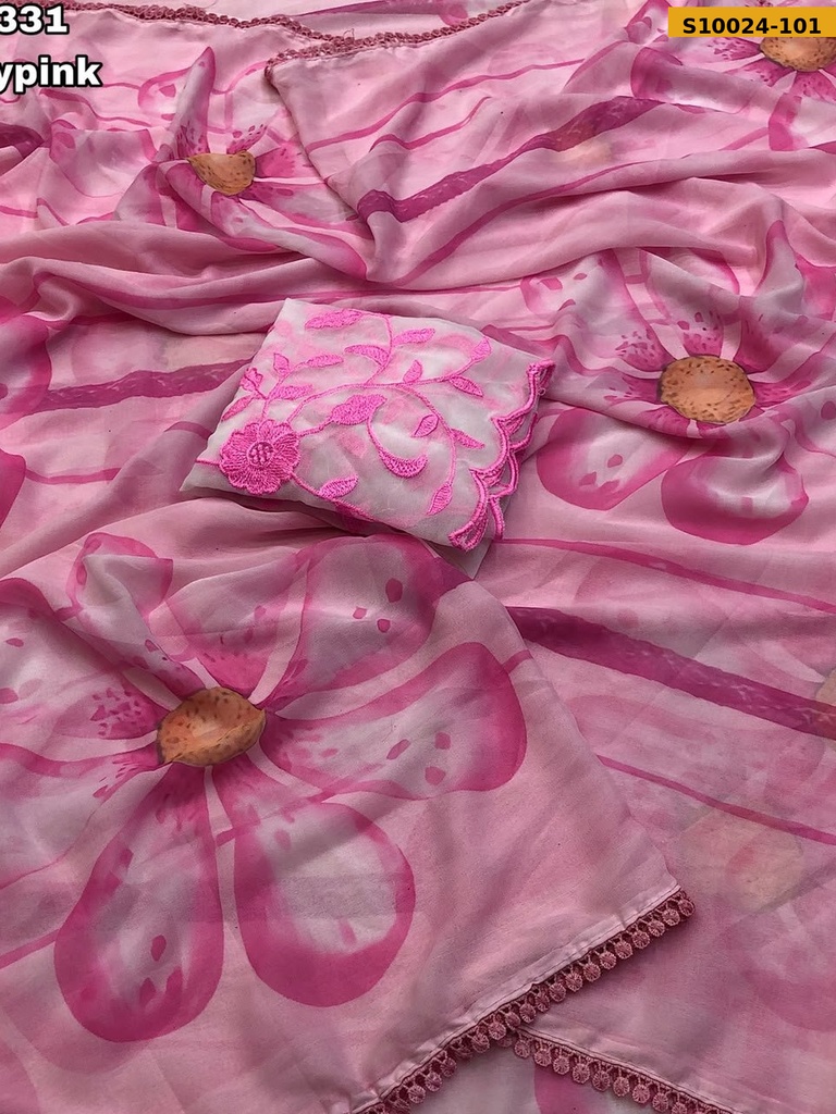 Fancy Chiffon Floral Design Saree