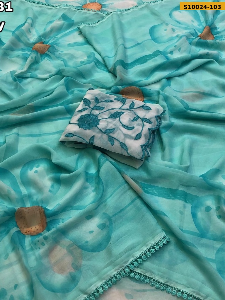 Fancy Chiffon Floral Design Saree