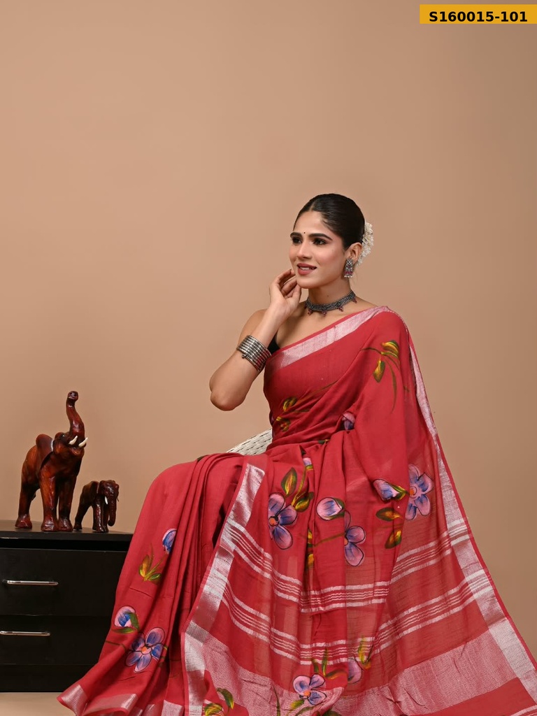 Handblock Print Linen Sarees