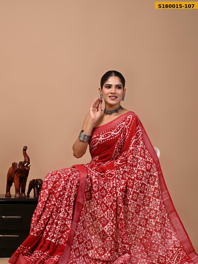 Handblock Print Linen Sarees