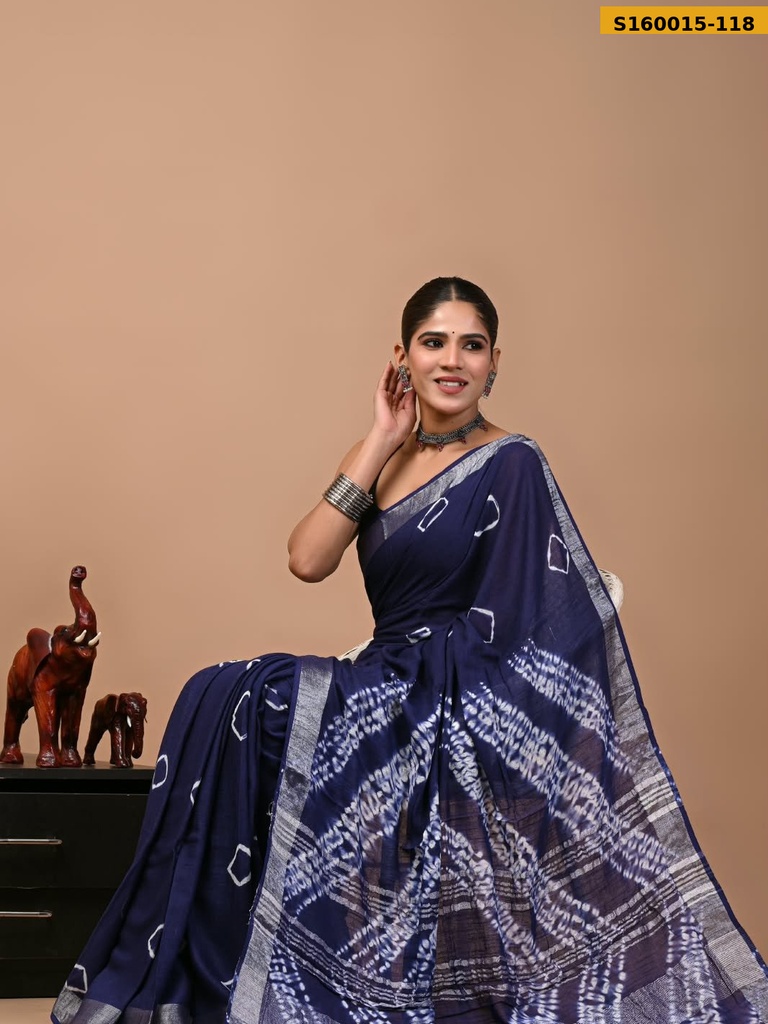 Handblock Print Linen Sarees