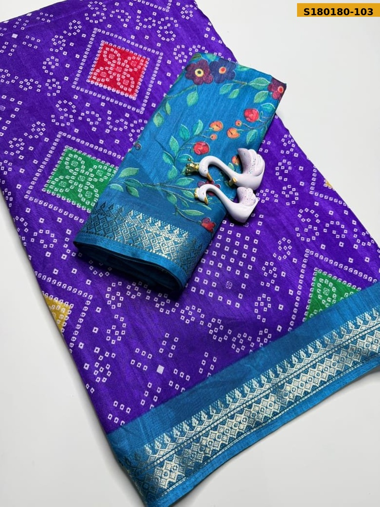 Fancy Dola Silk Bandhani  Printed Saree