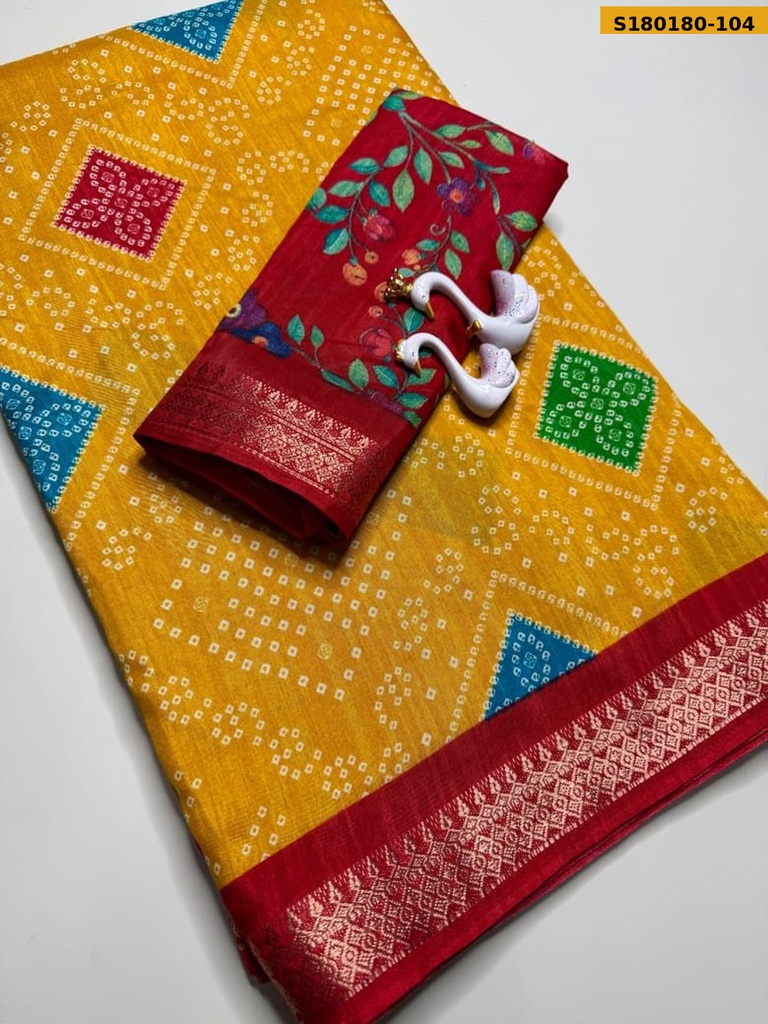 Fancy Dola Silk Bandhani  Printed Saree