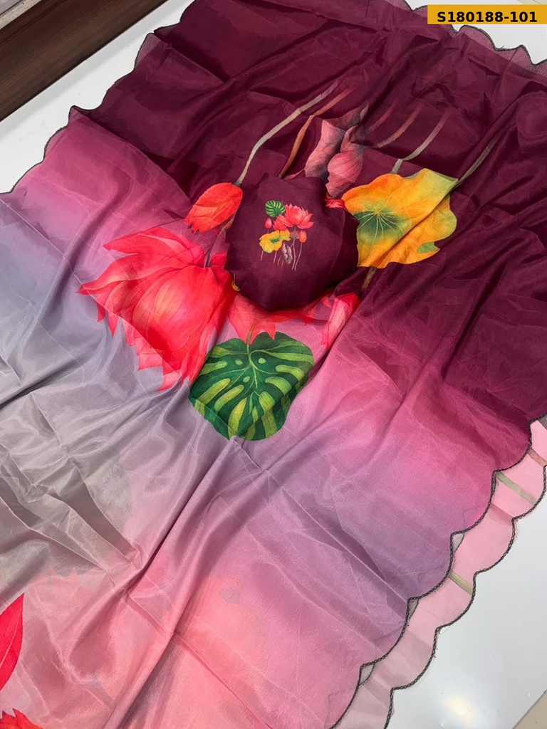 Fancy Soft Chinnon Silk Saree