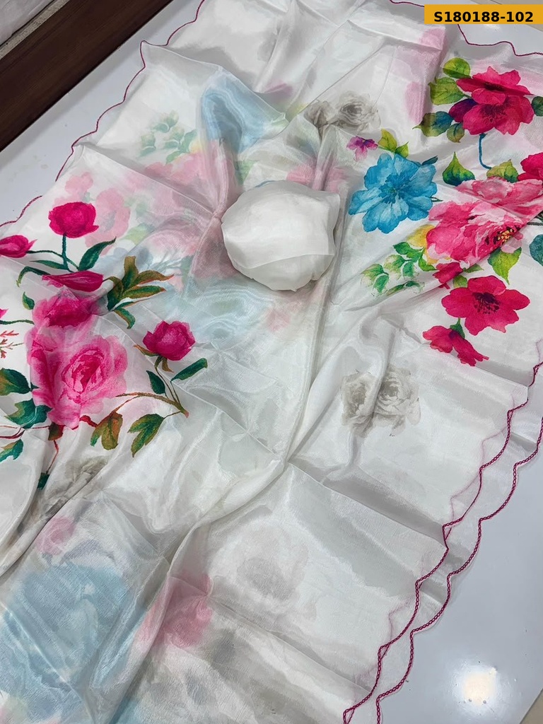 Fancy Soft Chinnon Silk Saree