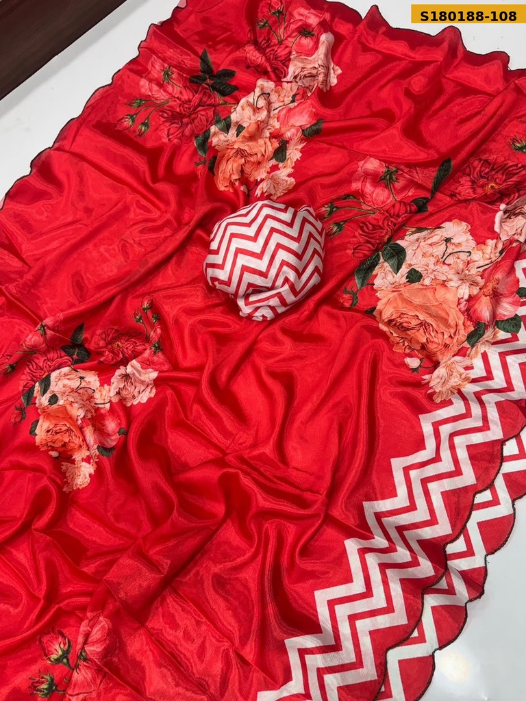 Fancy Soft Chinnon Silk Saree