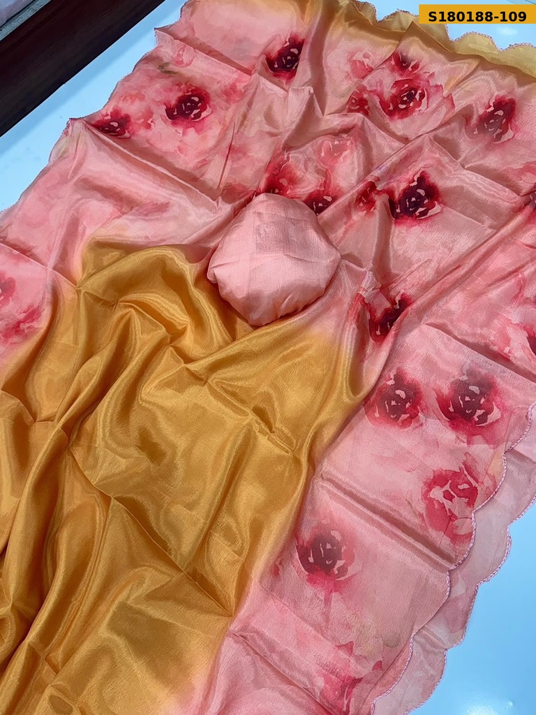 Fancy Soft Chinnon Silk Saree