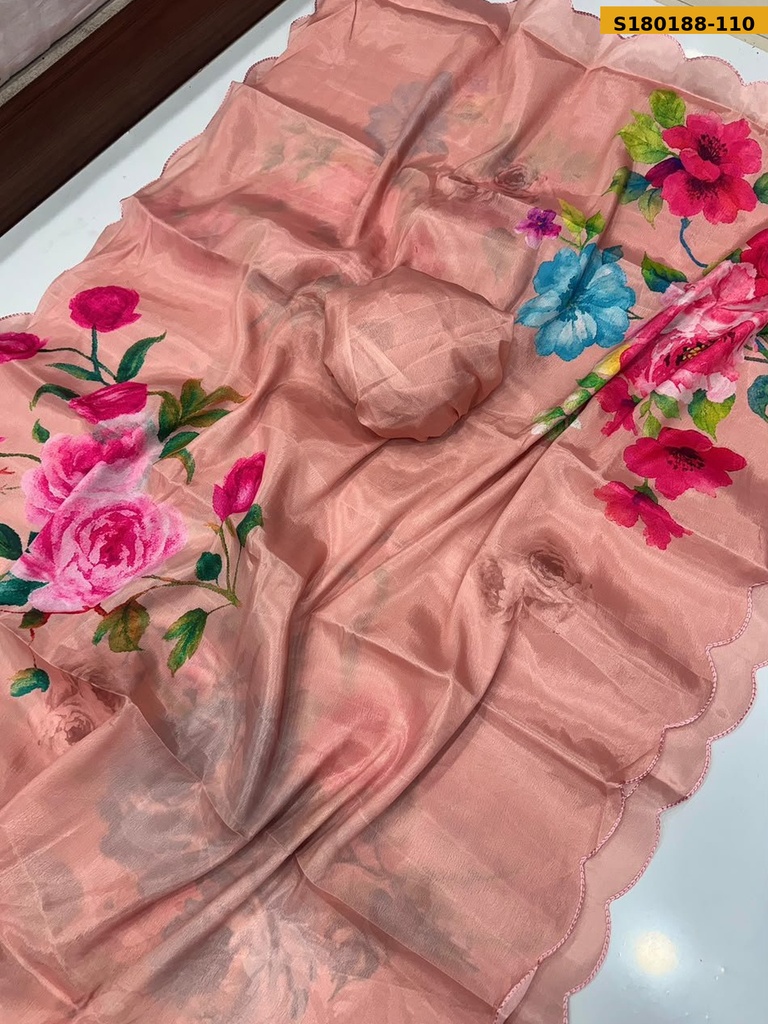 Fancy Soft Chinnon Silk Saree