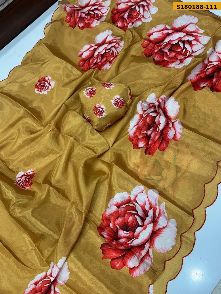 Fancy Soft Chinnon Silk Saree