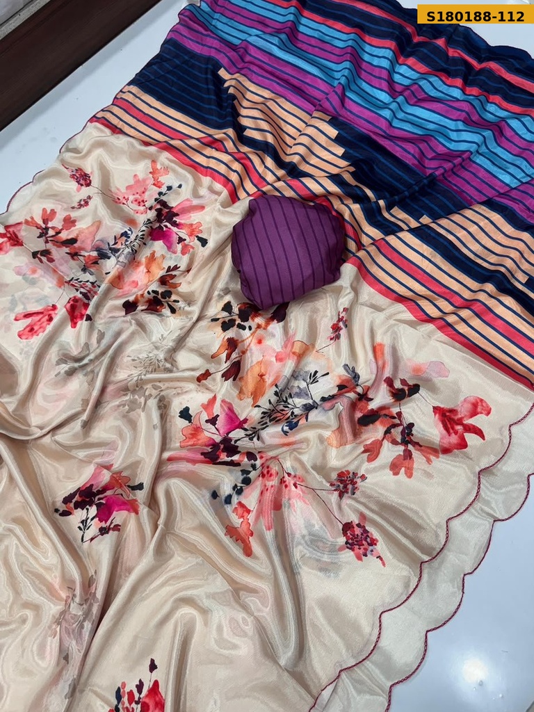 Fancy Soft Chinnon Silk Saree