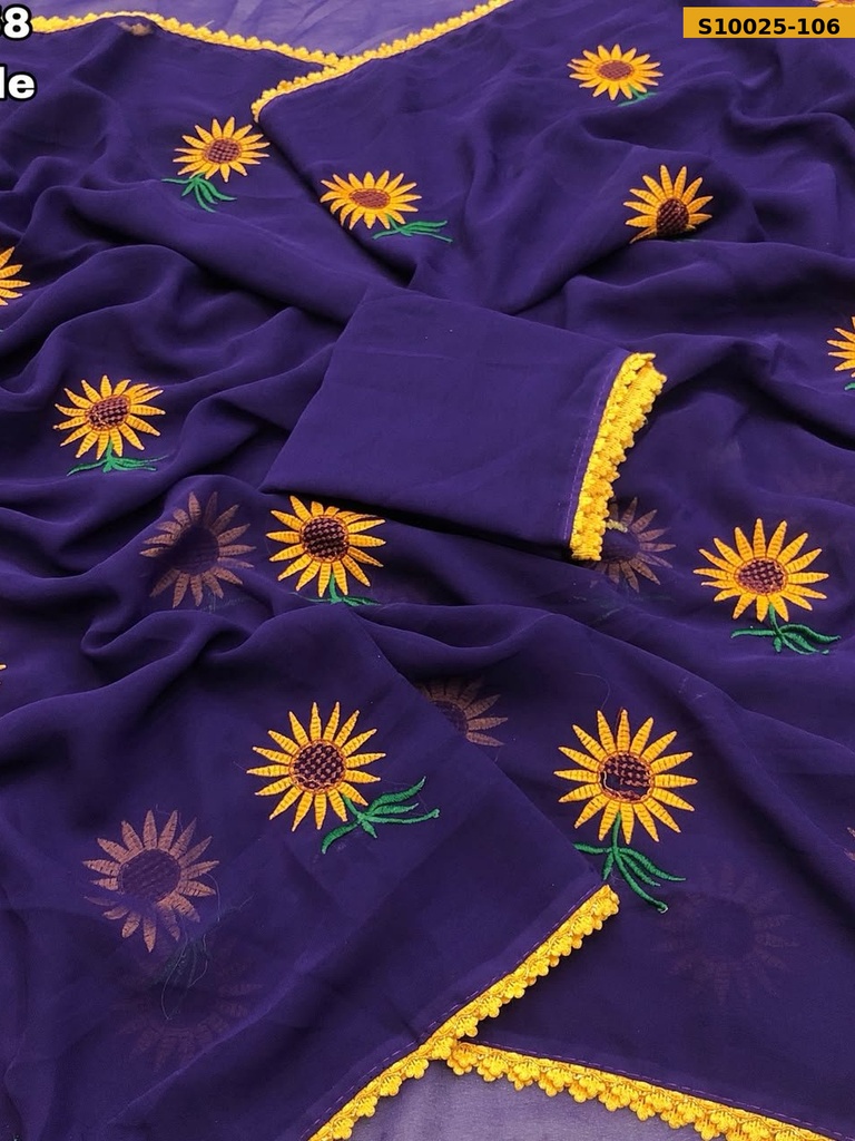 Fancy Faux Georgette Sunflower Saree