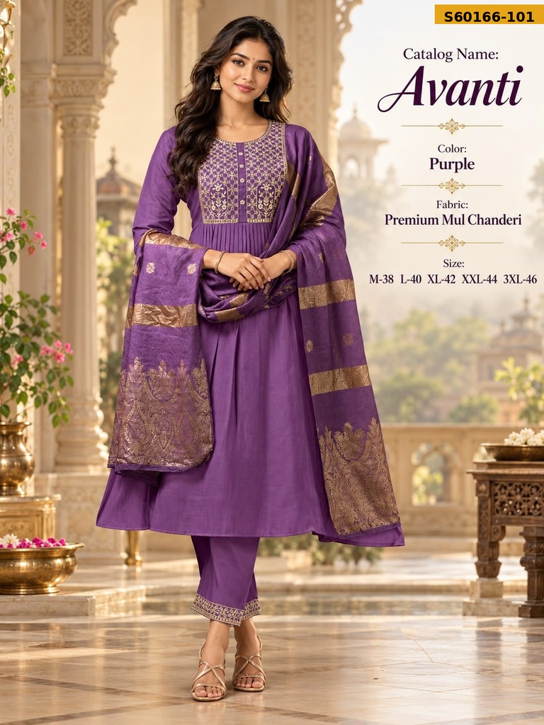 Fancy Mul Chanderi 3 Piece Set