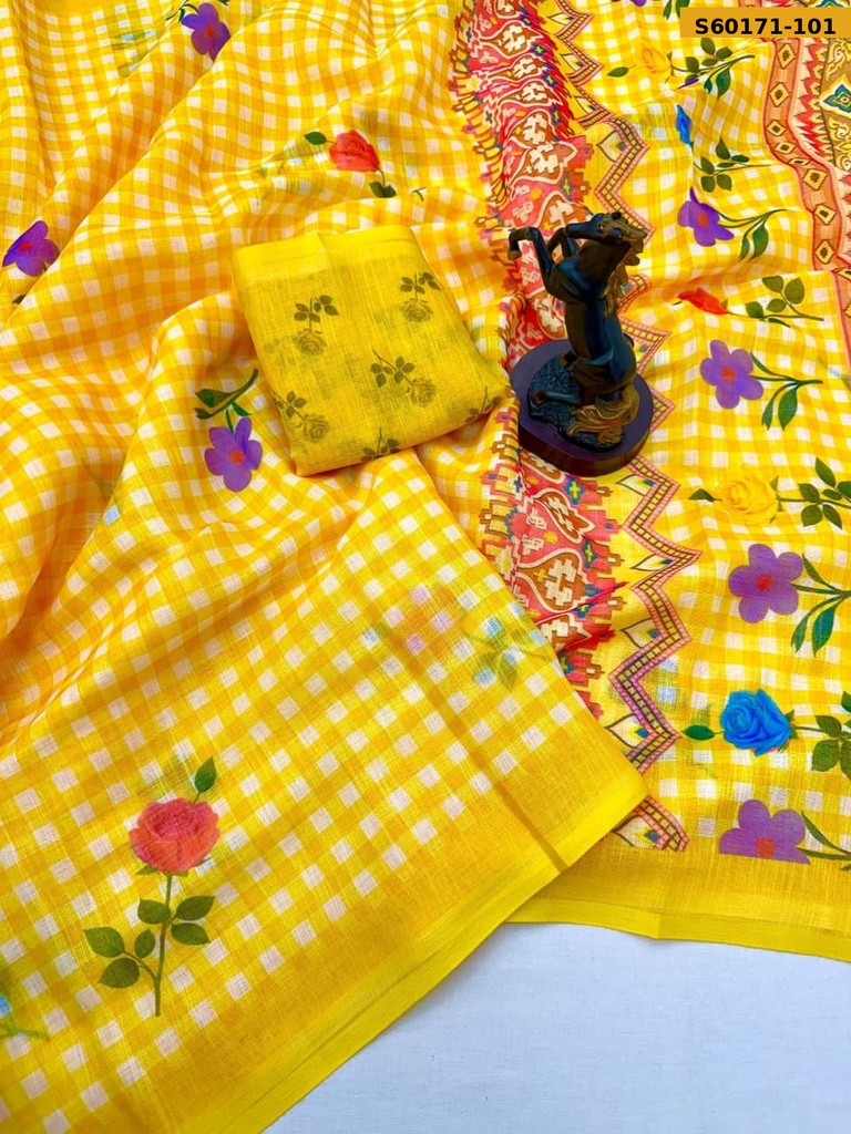 Fancy Linen Digital Print Saree