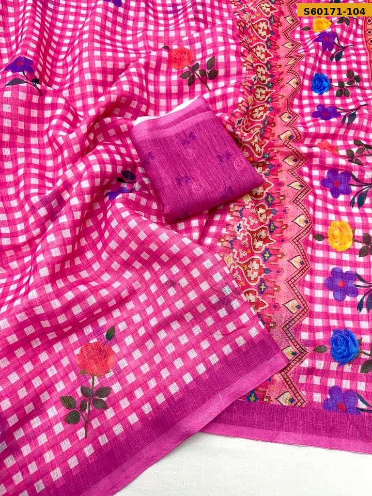 Fancy Linen Digital Print Saree