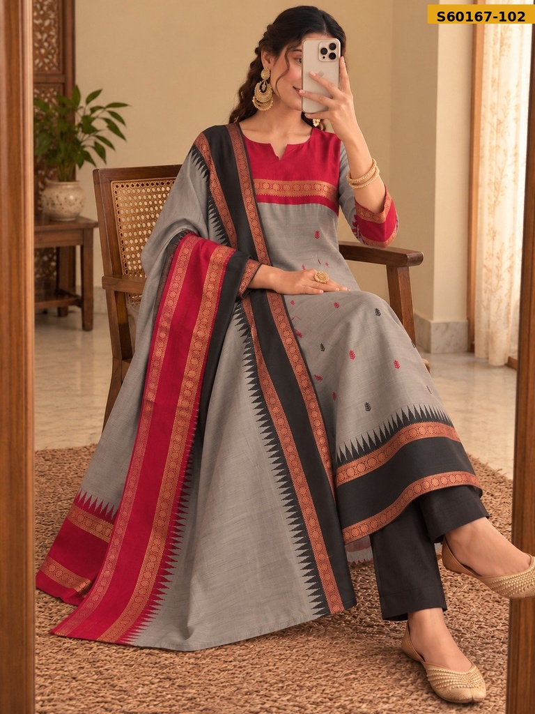 Fancy Kanchi Cotton Kurti WIth Dupatta