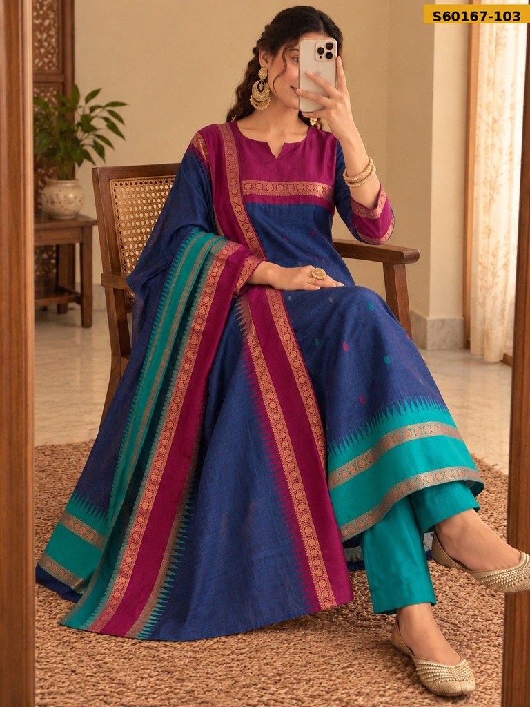 Fancy Kanchi Cotton Kurti WIth Dupatta