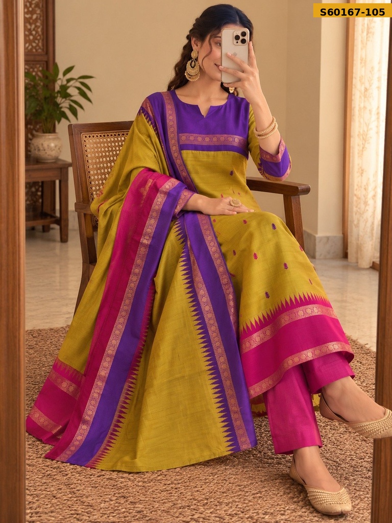 Fancy Kanchi Cotton Kurti WIth Dupatta