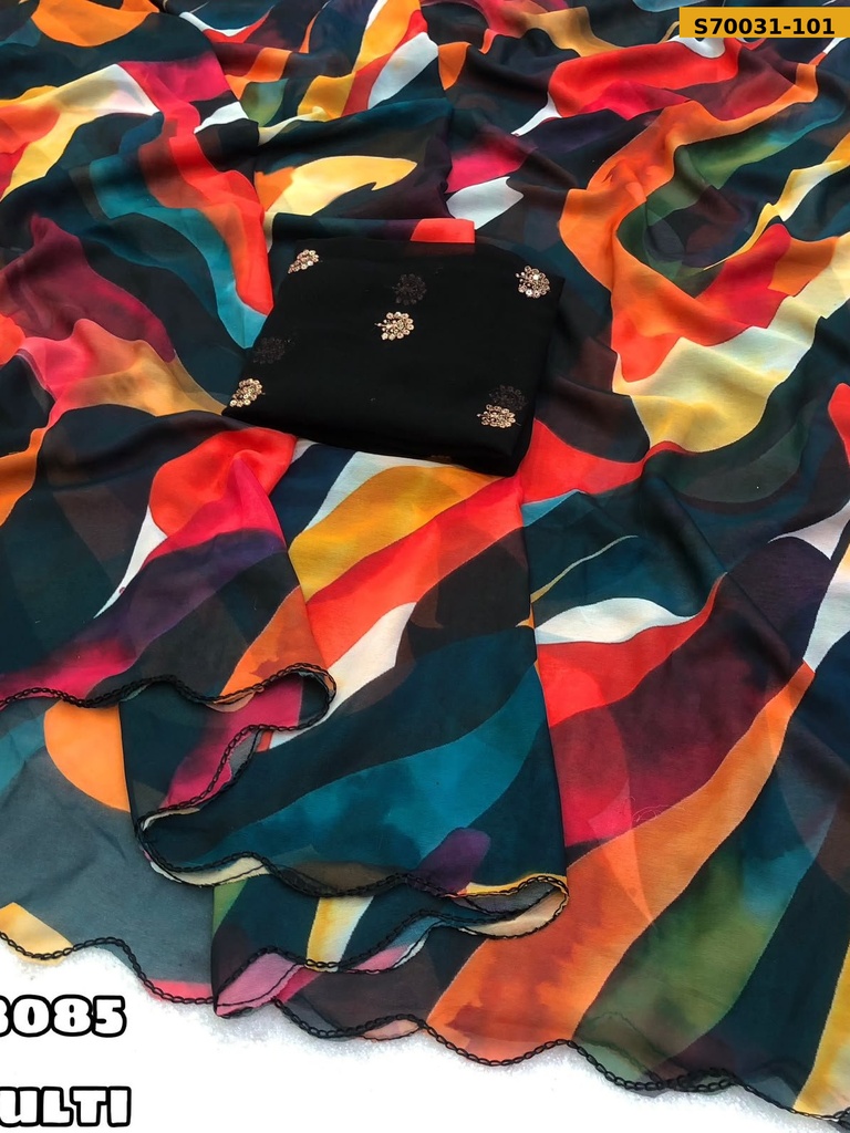 Fancy Chiffon Abstract Design Saree