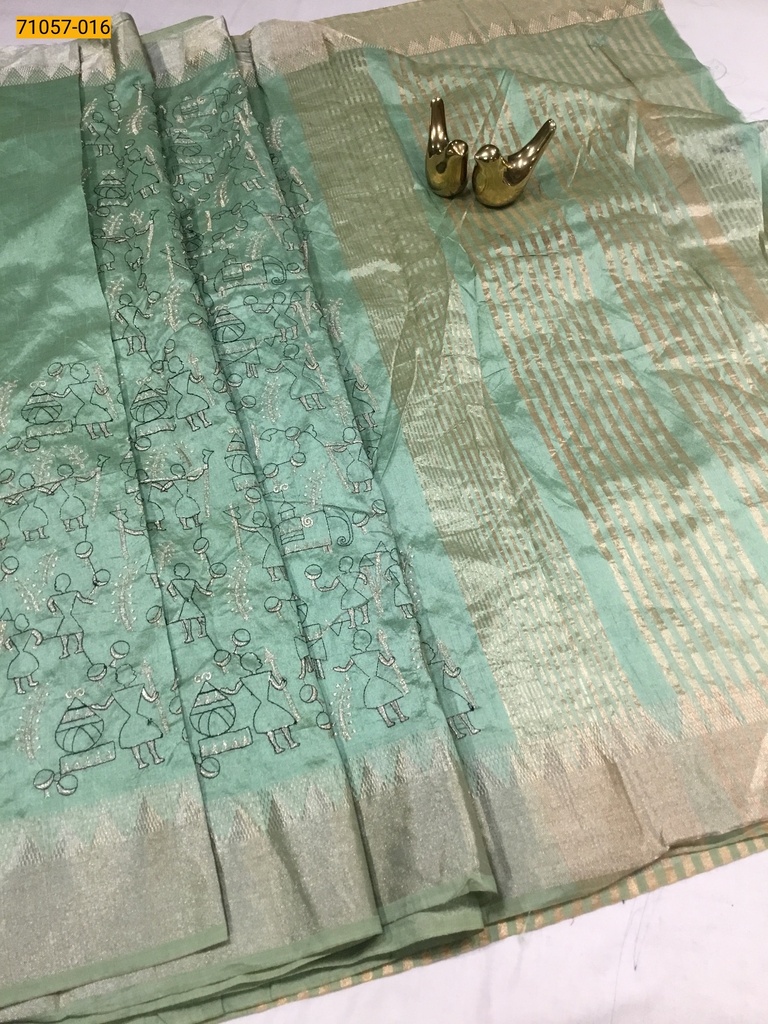 Designer Tussar Silk Embroidered Saree