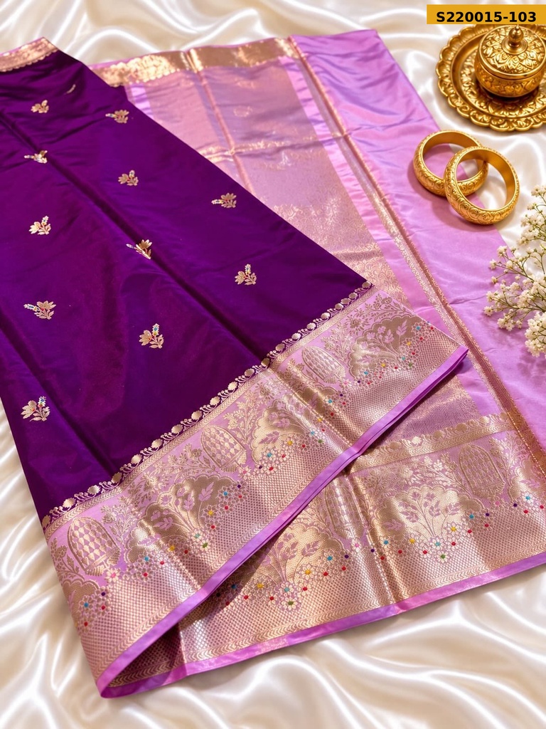 Banarasi Daible Semi Katan Soft Silk Saree