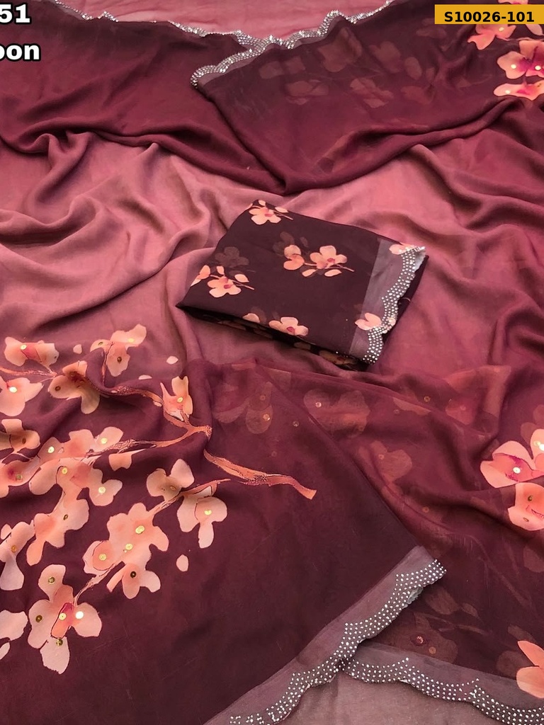 Fancy Chiffon Floral Printed Saree