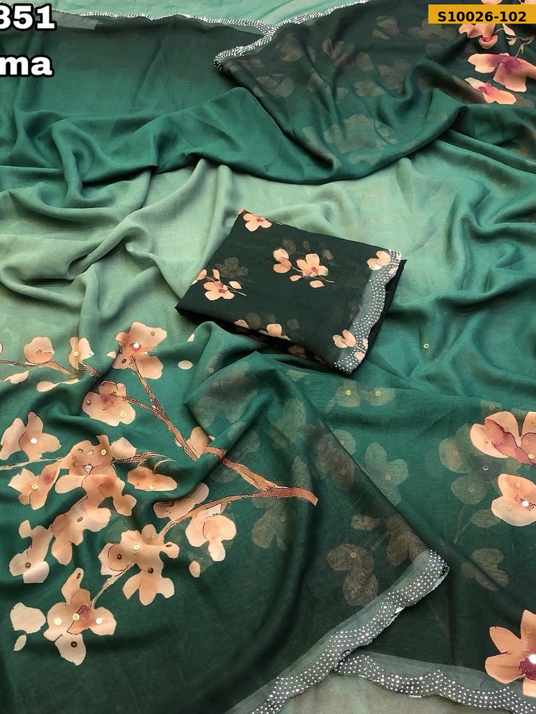 Fancy Chiffon Floral Printed Saree