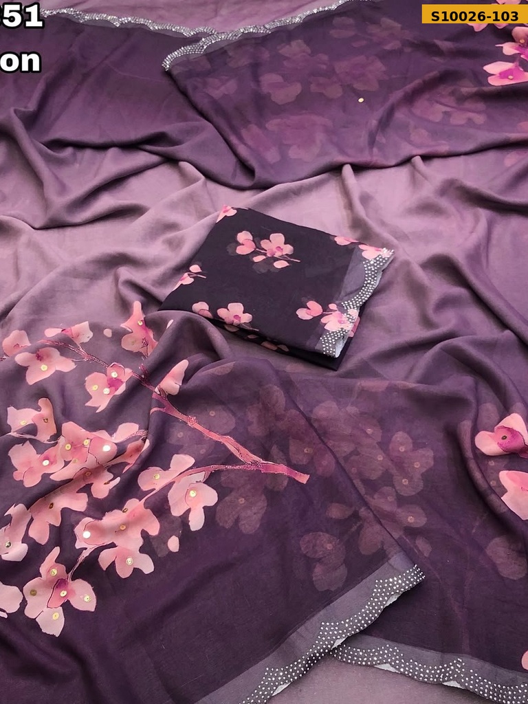 Fancy Chiffon Floral Printed Saree