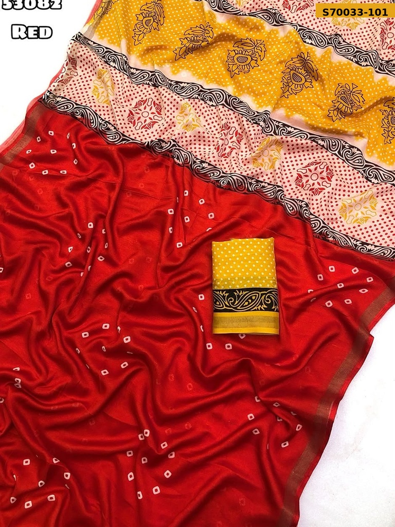 Fancy Mul Cotton Bandhani Printed Saree