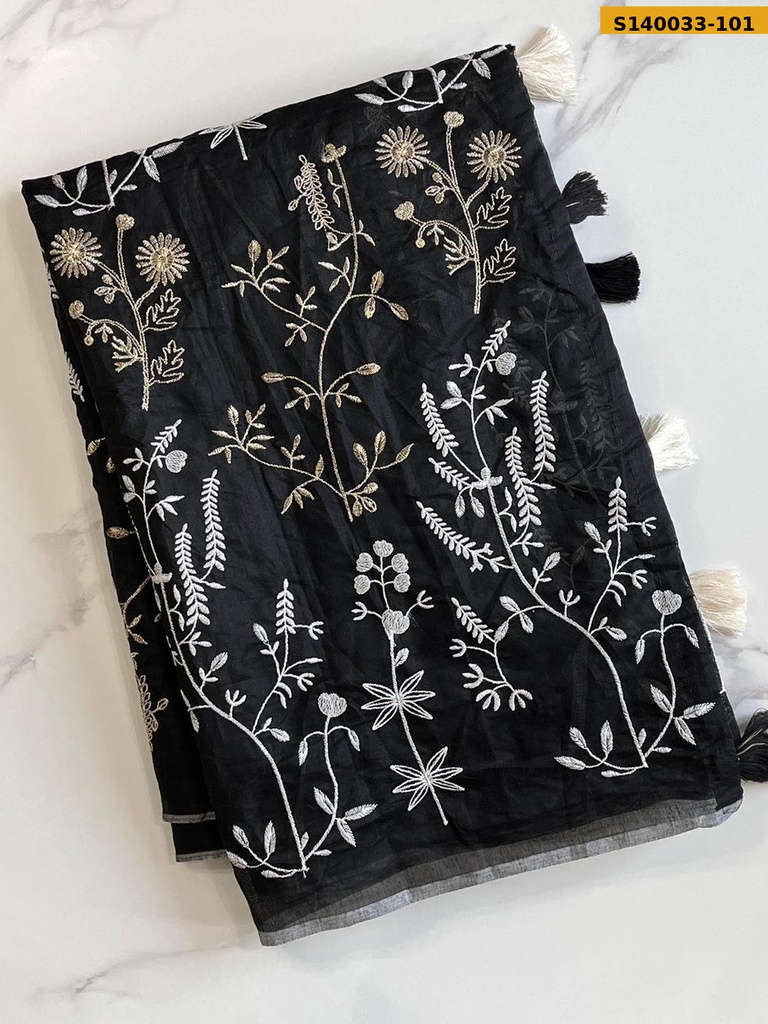 Chanderi Embroidery Saree