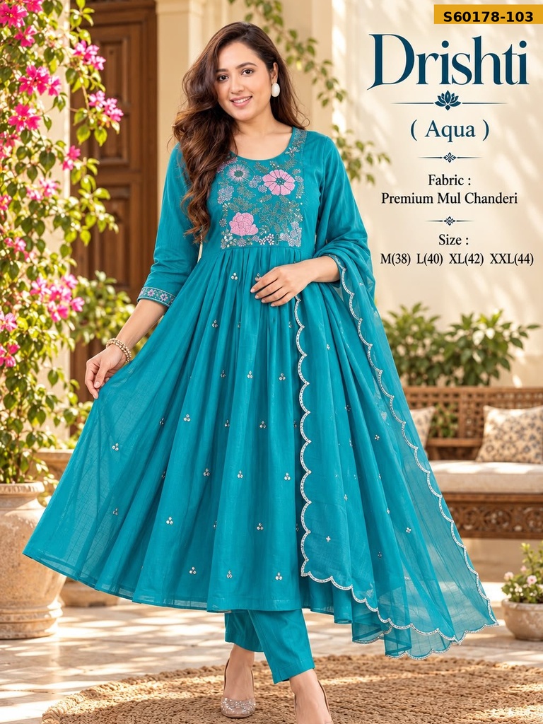 Fancy Soft Mul Chanderi 3 Piece Set