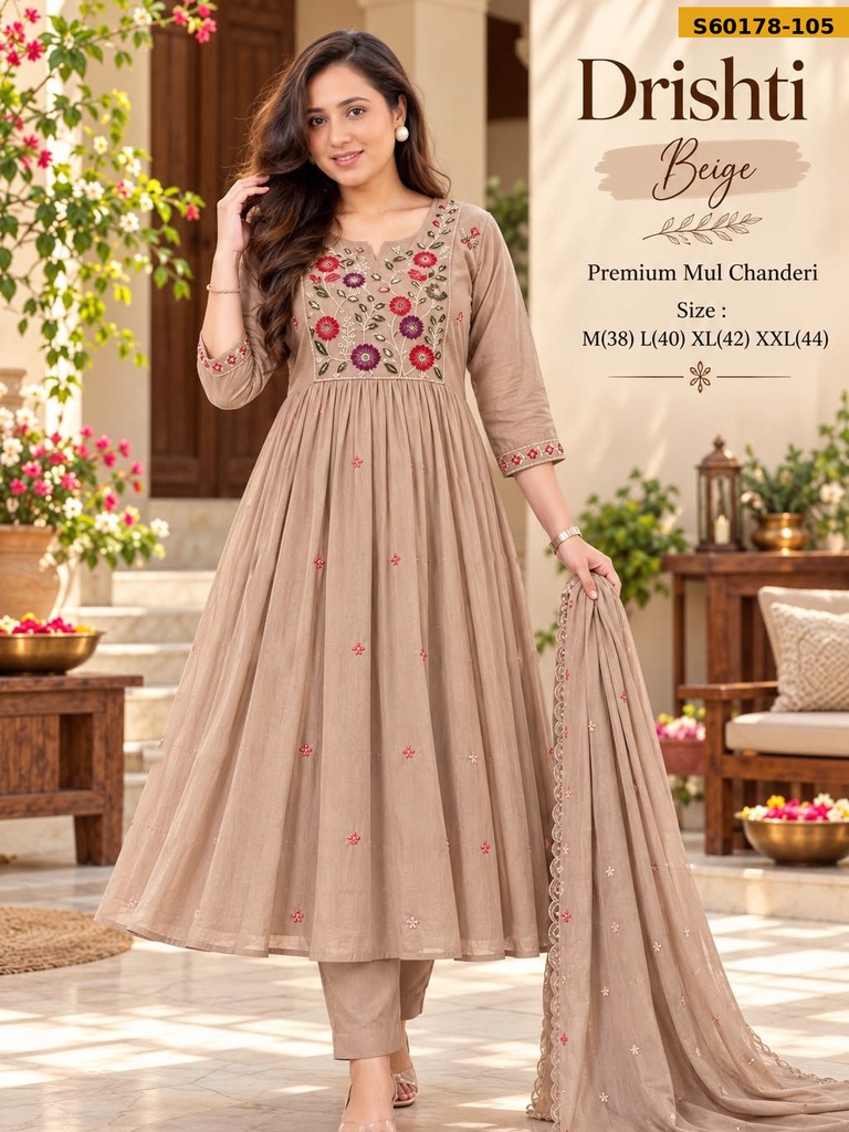 Fancy Soft Mul Chanderi 3 Piece Set