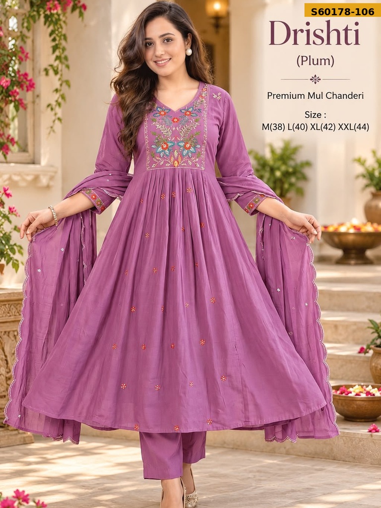 Fancy Soft Mul Chanderi 3 Piece Set