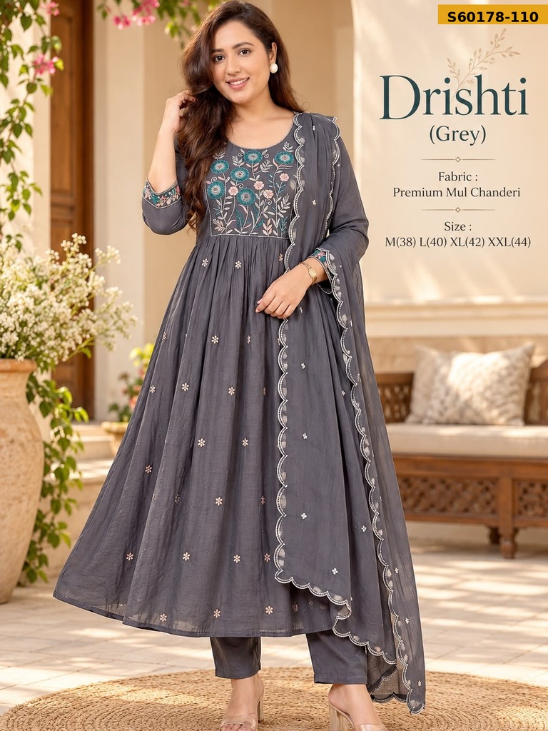 Fancy Soft Mul Chanderi 3 Piece Set
