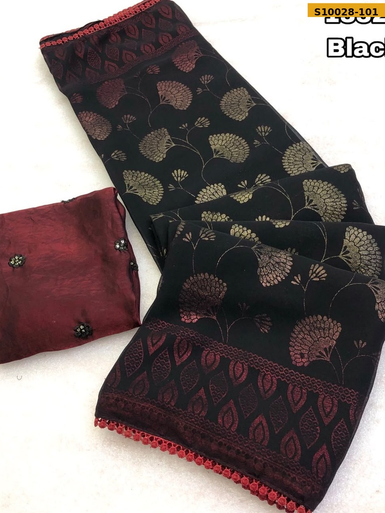Fancy Star Georgette Foil Printed Saree
