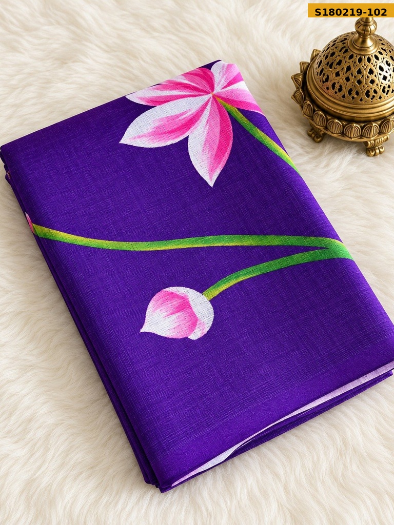 Fancy Linen Cotton Printed Saree