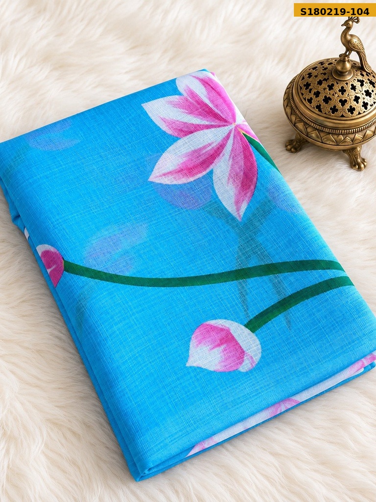 Fancy Linen Cotton Printed Saree