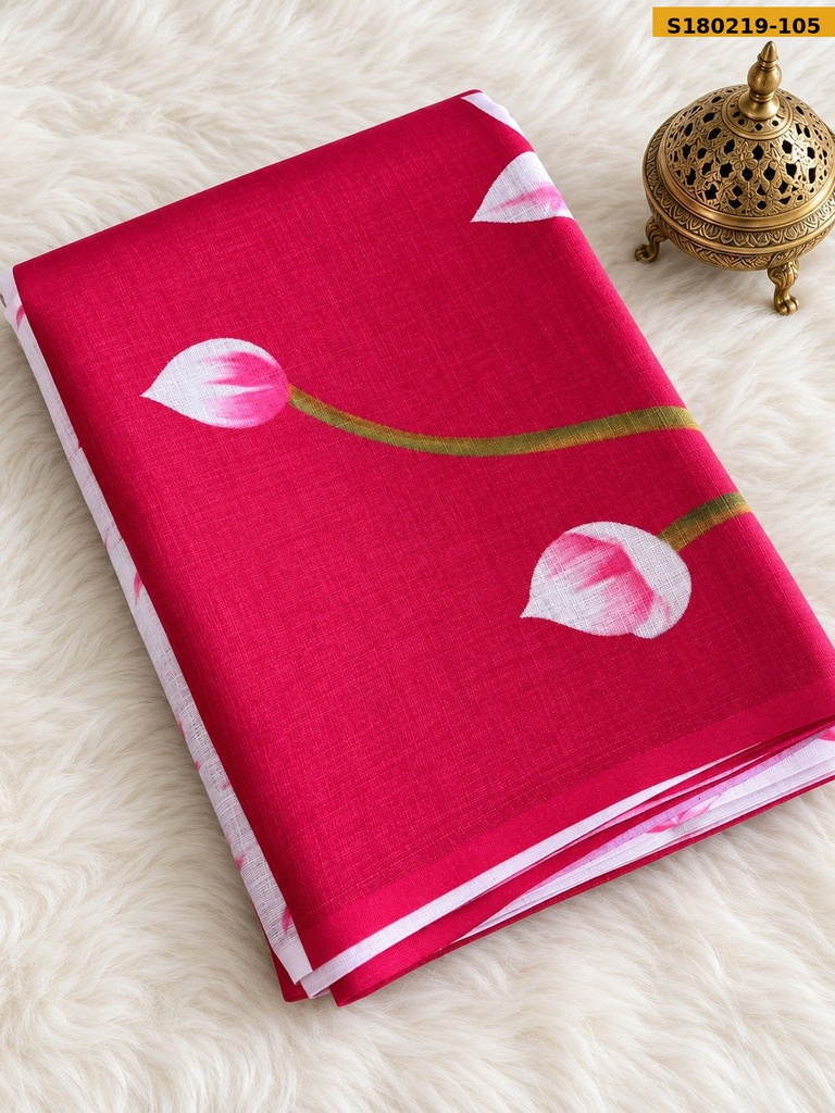 Fancy Linen Cotton Printed Saree