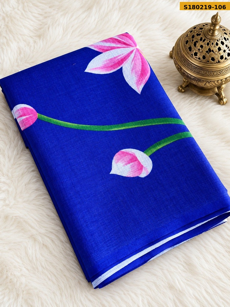 Fancy Linen Cotton Printed Saree