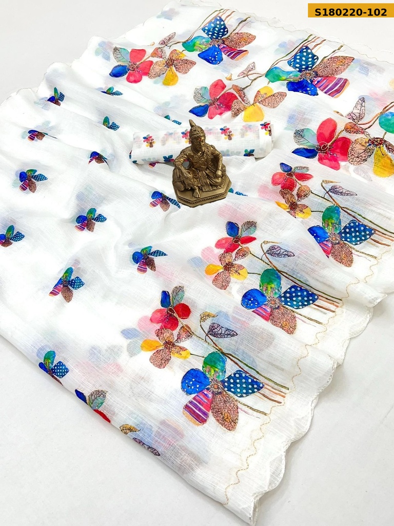 Fancy Linen Floral Printed Saree