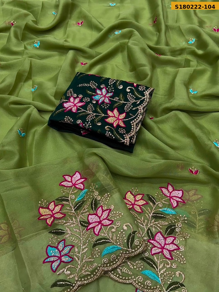 Fancy Star Georgette Silk Saree