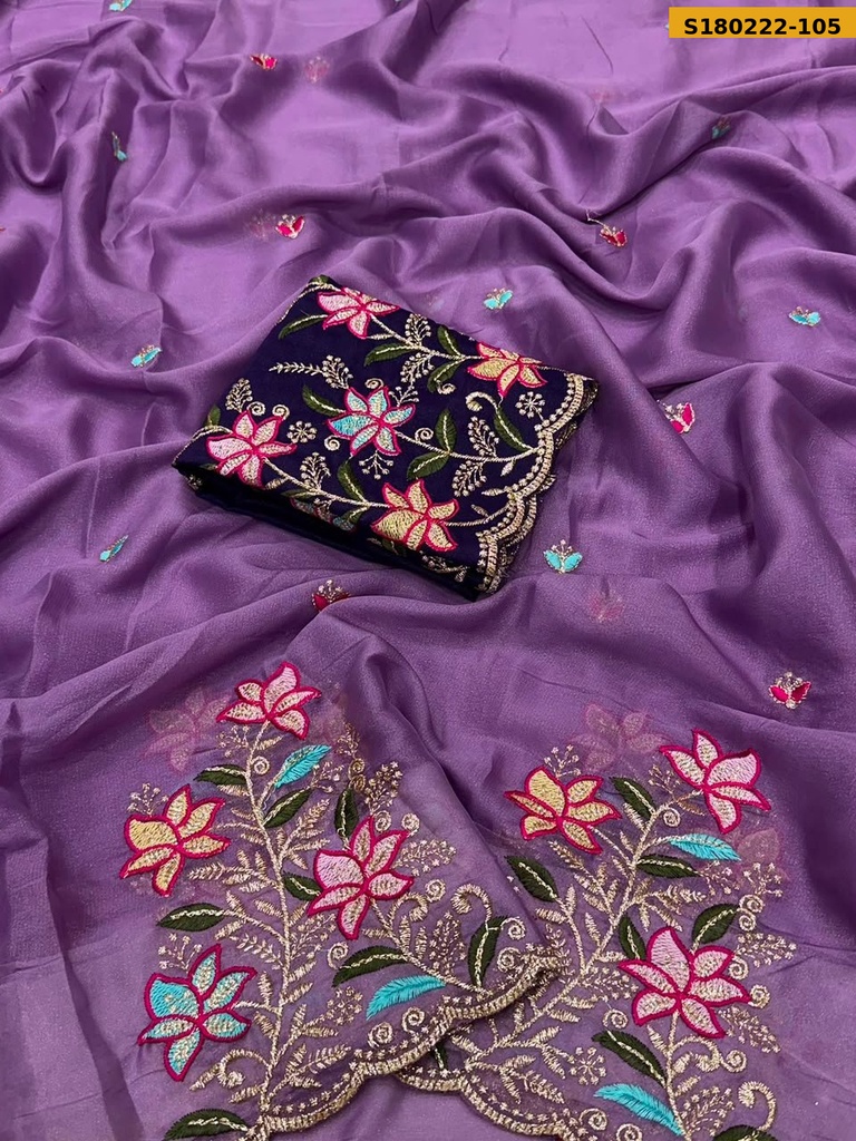 Fancy Star Georgette Silk Saree