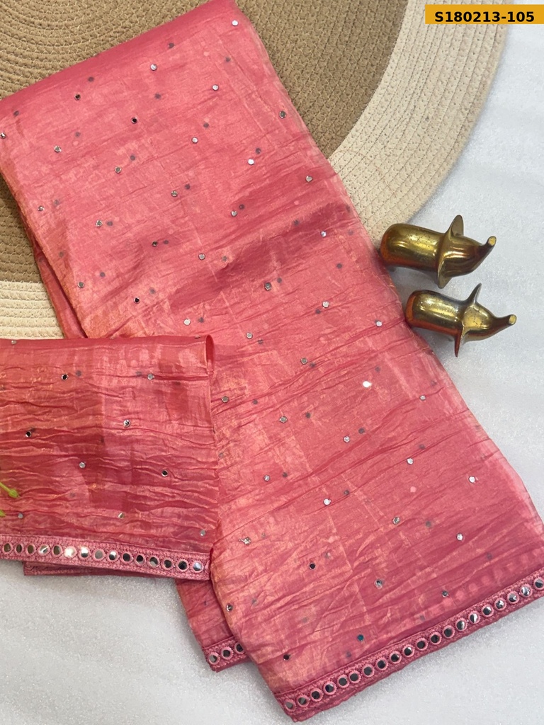Fancy Soft Gold Crush Silk Saree