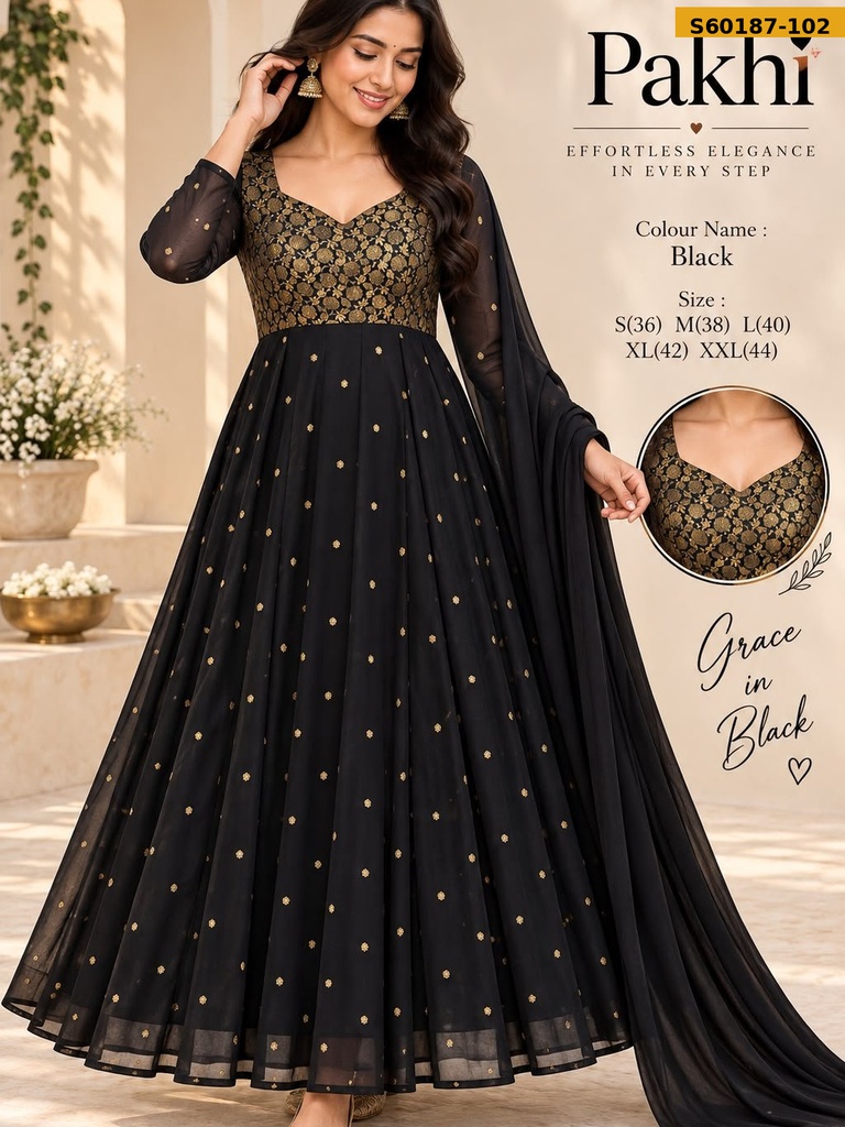 Fancy Georgette Anarkali with Dupatta