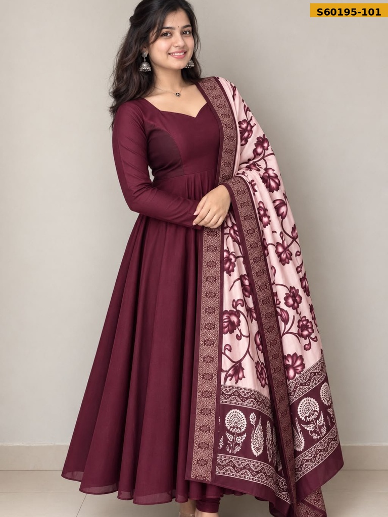Fancy Blooming Vichithra Silk Anarkali with Dupatta