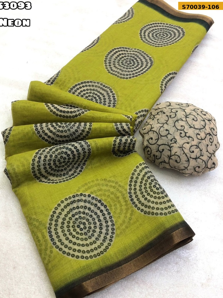 Fancy Soft Linen Geometric Printed Saree