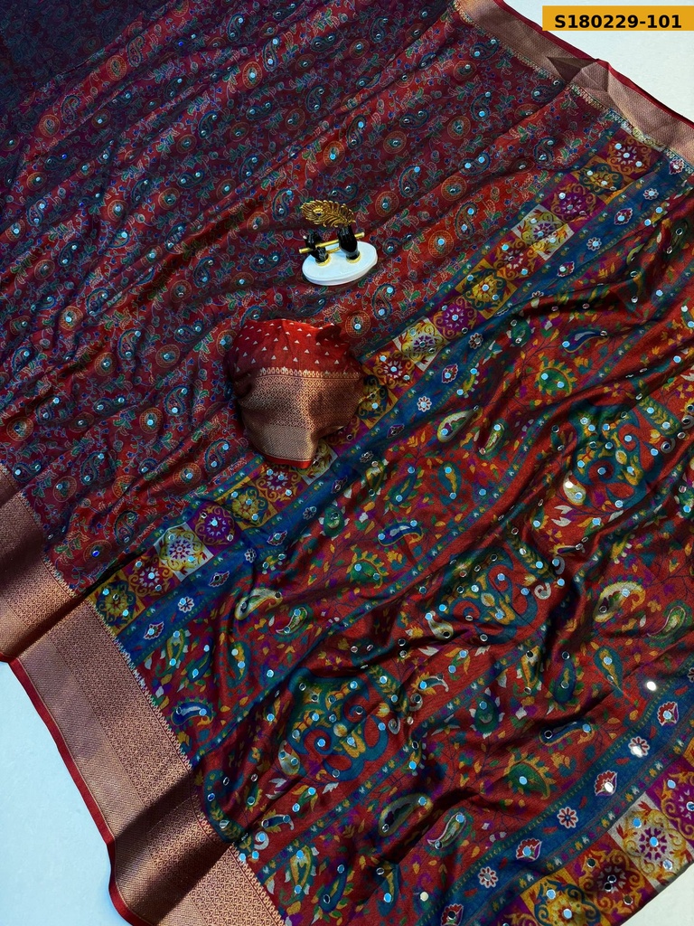 Fancy Bleck Dola Silk Saree