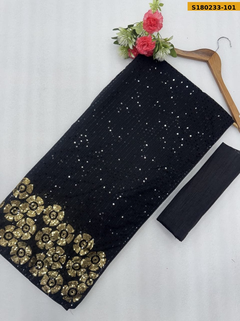Fancy Georgette Sequins Embroidery Sarees