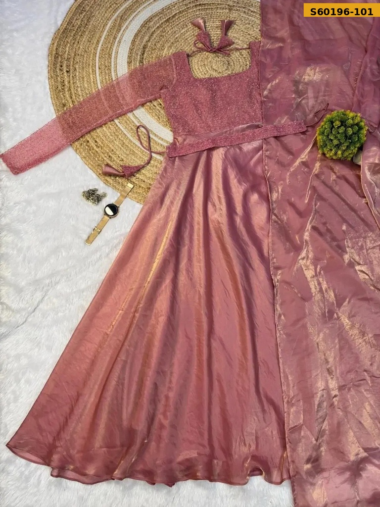 Fancy space silk Gown with dupatta