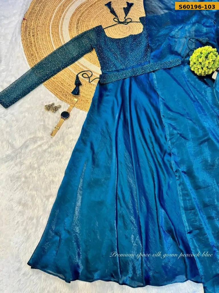Fancy space silk Gown with dupatta