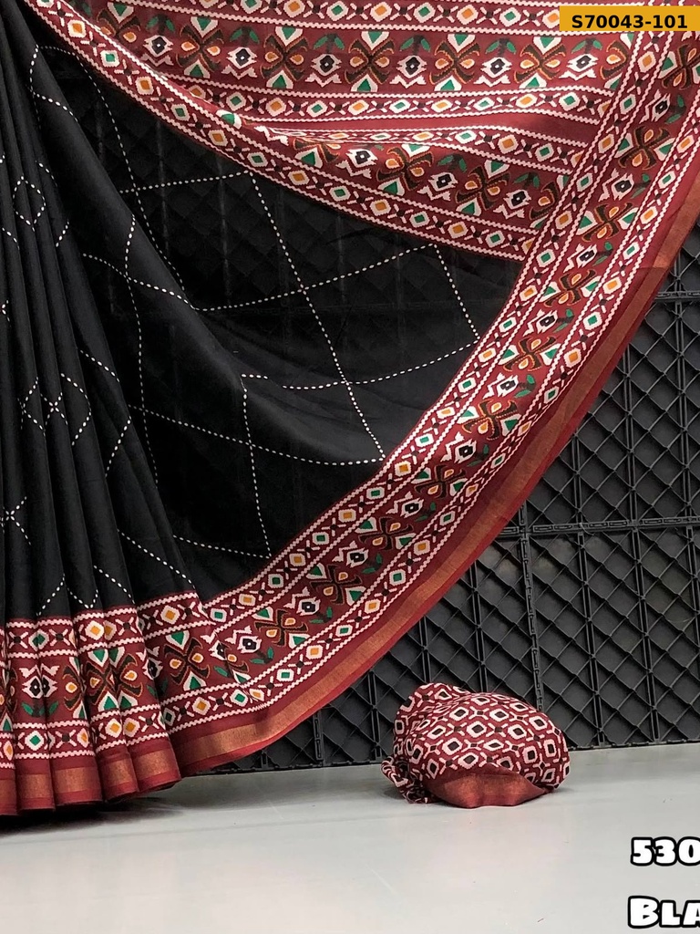 Fancy Mul Cotton Ikkat Printed Saree
